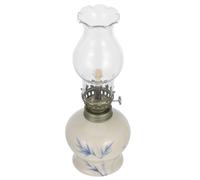 HEALLILY Lampe à Huile Ancienne Rechargeable en Verre Transparent et Céramique, Éclairage d'urgence pour Décoration Vintage et Usage Intérieur