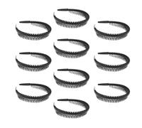 HEALLILY Lot de 10 Serrage-têtes Peignes Noirs Antidérapants Rigides à Dents Longues, Accessoires pour Cheveux Féminins, Bandeaux Coiffure Sport et Usage Quotidien, Maintien Sûr et Confort