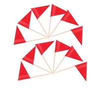 HEALLILY Lot de 100 mini drapeaux alimentaires triangulaires rouges pour décoration de cupcakes, étiquettes alimentaires, buffet, fromage, charcuterie, accessoires de fête