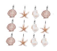 HEALLILY Lot de 12 crochets de rideau de douche aux couleurs assorties, design créatif sur le thème de l'océan, légers et résistants, accessoires de rideau de salle de bain, faciles à installer pour