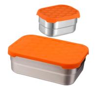 HEALLILY Lot de 2 boîtes rectangulaires hermétiques en acier inoxydable avec couvercles empilables pour réfrigérateur multifonction pour nourriture, soupe, poudre et préparation des repas