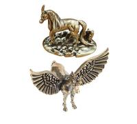 HEALLILY Lot de 2 figurines d'art en laiton - Licorne céleste Feng Shui - Décoration pour la maison et le bureau - Pour attirer la chance, la richesse et l'esprit festif