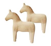 HEALLILY Lot de 2 figurines de cheval suédois rustiques en bois à faire soi-même pour décoration d'intérieur, décorations animales, centre de table, artisanat avec motif inspiré de la nature