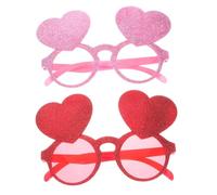 HEALLILY Lot de 2 lunettes de soleil amusantes en forme de cœur pour femme - Accessoires uniques pour enterrement de vie de jeune fille - Couleurs vives pour photomaton - Lunettes de soleil légères et