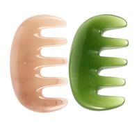 HEALLILY Lot de 2 Peignes Massage Cuir Chevelu en Cire de Résine pour Meilleure Absorption et Style Chic, Outil Gua Sha pour Relaxation et Soin du Cuir Chevelu