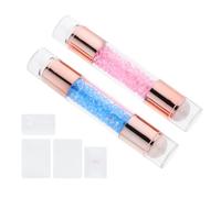 HEALLILY Lot de 2 tampons à double extrémité pour nail art - Outil de manucure pour stamping précis - Sceau blanc laiteux transparent - Petit bleu rose - Pour débutants et professionnels