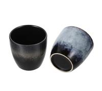 HEALLILY Lot de 2 tasses à thé rétro en céramique élégantes Kung Fu pour la maison, le bureau, supports à thé polyvalents, design unique gris marbre pour la famille et les amis