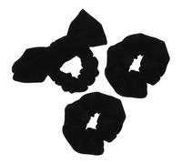 HEALLILY Lot de 3 Élastiques Cheveux en Velours Noir Nœud Noeud, Accessoires Coiffure Élégants et Doux pour Diverses Coiffures et Fêtes D'anniversaire