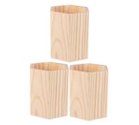 HEALLILY Lot de 3 porte-stylos vierges en bois de pin, organiseur de bureau léger et stable, pot à crayons hexagonal pour la maison, le bureau, le maquillage, le rangement des pinceaux