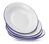 HEALLILY Lot de 4 assiettes décoratives en émail de style rétro pour la maison, l'hôtel, la salle à manger - Blanc pur