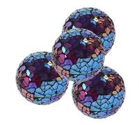 HEALLILY Lot de 4 boules décoratives en verre mosaïque pour remplissage de bols, vases, centres de table, sphères réutilisables avec surface violette colorée pour la maison, la table à manger et la