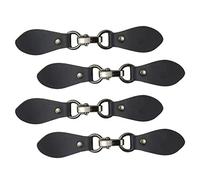 Heallily Lot de 4 boutons à levier en cuir vintage avec coutures pour manteaux 3.1 15,7 centimetri * Noir