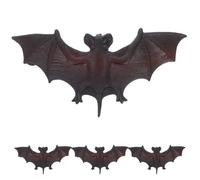 HEALLILY Lot de 4 chauves-souris d'Halloween à suspendre - Chauve-souris en caoutchouc - Chauve-souris effrayantes réalistes - Noir et rouge - Décoration murale 3D pour la maison
