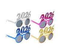 HEALLILY Lot De 4 Lunettes 2026 Lunettes De Soleil De Nouvel An Lunettes De Soleil De Remise De Diplôme Lunettes De Soleil À Paillettes Lunettes De Soleil Fantaisie Et Amusantes