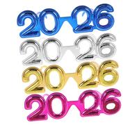HEALLILY Lot de 4 lunettes de Nouvel An 2026 : lunettes amusantes pour fêtes de fin d'année - accessoires légers et confortables pour les réunions du Nouvel An