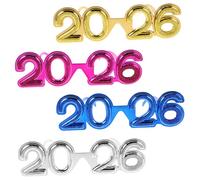 HEALLILY Lot De 4 Lunettes De Nouvel An 2026 Lunettes De Fête Amusantes Pour Les Fêtes De Fin D'Année - Accessoires Légers Et Confortables Pour Les Rassemblements Du Réveillon Du