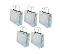 HEALLILY Lot de 5 Paquet de Courses Réutilisables 43x33 Cm, Matériau Imperméable, Fourre-Tout de Rangement Portable, pour Courses D’extérieur et Organisation Shopping