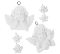 HEALLILY Lot de 6 Pendentifs D'ange en Résine Blanche pour Fabrication de Bijoux Diy, Breloques Petits Charmes Ange, pour Noël et Anniversaires