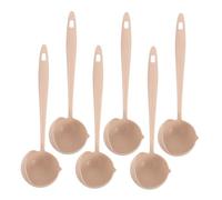 HEALLILY Lot de 6 Set de Set de Cuillères à Soupe en Plastique Beige avec Passoire Intégrée, Manche Long, Surface Antiadhésive et Résistance à Haute Température Cuisine et Service