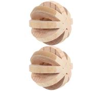 HEALLILY Mâcher Dents Naturel d'Inde en de Bois et Cochon Hamster Beige, Lot 2 Pièces de Boule pour Limer Divertir Les Petits Animaux