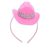 HEALLILY Mini Serrage-Tête Chapeau Haut-de-Forme 135 CM Rose Strass Bandeau Coiffure Carnaval et Costume Femme Accessoire de Fête Élégant pour Goûter Soirée Déguisée et Événement à