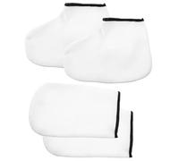 HEALLILY Moufles de Paraffine Hydratants en Tissu Tricoté Polyester Blanc, 2 Paires pour Mains et Pieds, Protection Professionnelle et Maintien Chaleur, Usage Spa et Domicile