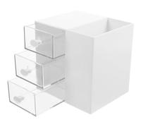 HEALLILY Organisateur de Maquillage Multi-grilles en Abs Blanc, Boîte de Rangement Cosmétique Facile à Stocker Maison, Support Pinceaux Maquillage Simple et Élégant