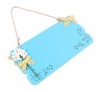 HEALLILY Pendentif à suspendre en bois rustique de style méditerranéen double face pour maison, magasin, décoration murale, base bleue