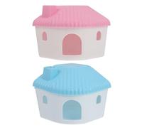 HEALLILY Petite Cabane pour Animaux 2pcs en Plastique Bleu et Rose, Cabane à Hamster Multifonction pour Jouer et Dormir, Cachette pour Petits Rongeurs