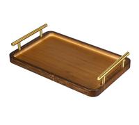 HEALLILY Plateau à Thé en Bambou Rectangulaire avec Poignées, Petit Format, Style Rustique, Plateau de Service pour Aliments, Décoration de Table Basse, pour Repas Simples la Maison