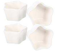 HEALLILY Plats à Condiments Empilables Lot de 4 en Céramique Blanche D'étoile, sans Odeur Alimentaire pour Apéritifs et Desserts