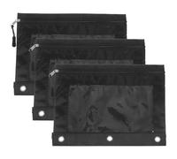 HEALLILY Pochette à Crayons Transparente en Polyester Fermeture Éclair Lisse, Grosse Capacité, Résistante à L'usure, Lot de 3 pour Classeur et Bureau