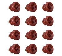 HEALLILY Poignées de Tiroir Design Unique, Faciles à Installer Lot de 12 en Bois Massif Marron pour Meubles et Armoires Cuisine