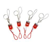 HEALLILY Porte-clés 4 Pièces en Acier Inoxydable Pendentifs Affichant les Groupes Sanguins, Design Unique et Fonction de Charme pour Téléphone Portable