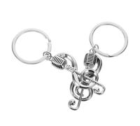 HEALLILY Porte-clés et Original Créatifs en Alliage Argenté 2 Pcs Forme Note de Musique et Microphone, Accessoire de Paquet Unique Original pour Musiciens et Étudiants
