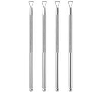 HEALLILY Repousse-cuticules en Acier Inoxydable 4 Pièces Tête Triangulaire, Grattoir pour Enlever Vernis Gel, Outil Créatif pour Manucure DIY et Salons