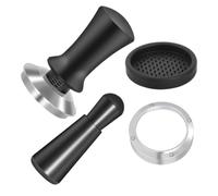 HEALLILY Set D'accessoires pour Espresso 51mm en Acier Inoxydable Tapis de Tasseur, Aiguille Mélangeuse et Bague Doseuse Noire pour Préparation de Café