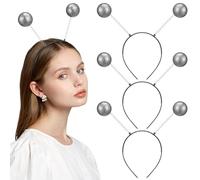 HEALLILY Set de 10 Bandeaux Cheveux Noirs et Argentés Antennes Brillantes en Plastique et Métal, Confortables Carnaval et Performances de Danse