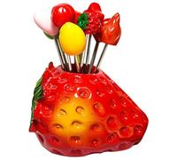 HEALLILY Set de Mini Fourchettes à Fruits Adorables en Métal avec Support Rouge, Facile à Saisir et Confortable Vie Quotidienne Desserts Plusieurs styles
