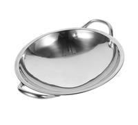 HEALLILY Wok à fond rond en acier inoxydable avec double poignée, anti-brûlure, outil de cuisine antidérapant pour la cuisine à la maison et au restaurant
