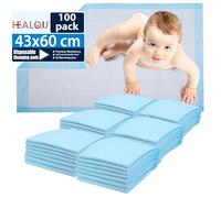 Healqu Matelas à Langer Bébé - Alèse Jetable - Pack de 100, Ultra Doux, Absorbants et Imperméables - Pour Table à Langer et Lit Bébé - Changez les Couches sans Salir les Surfaces - 43x 60 cm
