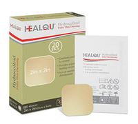 Healqu, Pansement hydrocolloïde - Patchs bordés stérilisés pour plaies de lit, écorchures - Imperméable et absorbant - 5 x 5" cm d'épaisseur - Boîte de 20 grands pansements