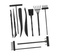 HEALSOPTHY 10 pièces Kit Râteaux Miniatures Zen pour Jardin de Sable Outils Décoratifs Accessoires Noirs pour Aménagement Paisible et Relaxation
