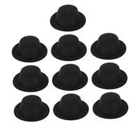 HEALSOPTHY 10 pièces Lot de Mini Chapeaux Feutre Noirs pour Poupées Accessoires Décoratifs et pour Créations DIY Ornements Kawaii Multifonctions
