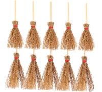 HEALSOPTHY 10 pièces Mini Balais Miniatures Bois Lot de Grands Petits Décoration Halloween et Accessoires pour Maison de Poupée Objets Artisanaux Détaillés pour Fêtes et Collections