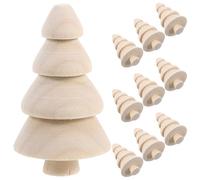 HEALSOPTHY 10 Pièces Miniature Wooden Christmas Trees Unpainted Solid Wood Craft Tree Rounds For DIY Painting Tabletop Holiday Decorations Creative Desktop Ornaments