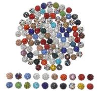 HEALSOPTHY 100 Pièces Perles Strass Rondes Percées pour Fabrication de Bijoux Shamballa Perles Mix Couleurs pour Colliers Bracelets DIY Pâte Polymère Résistante et Brillante