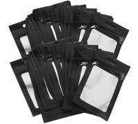 HEALSOPTHY 100 Pochettes à Bijoux Auto-scellantes Noires Fenêtre Transparente, Faciles à Nettoyer, Rangement Quotidien de Bijoux et Petits Accessoires, Format 8x13cm