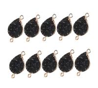 HEALSOPTHY 10pièces Lot De Pendentifs Goutte Eau Cristal Noir Doubles Crochets Accessoires Durables Pour Création De Colliers Et Bijoux Diy