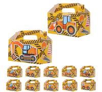 HEALSOPTHY 12 Boîtes à Bonbons Excavatrice en Papier Poignée, Grandes Capacités, Design Créatif pour Fêtes D'anniversaire et Présents D'garçon et Filles, Lot de 12 Petites Boîtes Présents